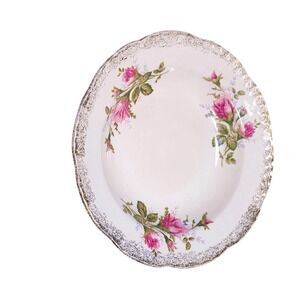 Esco Japan Rose Floral Gold Trim Scalloped Edge Plate Vintage Rose Decor